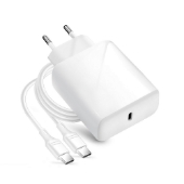 Bild von Netz-Ladegerät von Forcell mit USB-C Anschluss und USB-C Kabel in weiß